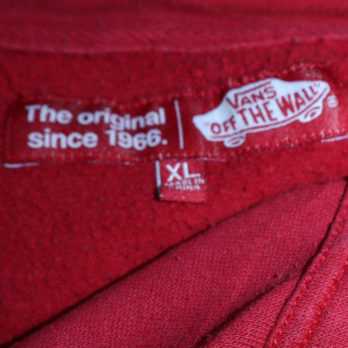 Vans Men's Red Full Zip Hoodie XL Regular Fit Fleece Sweatshirt