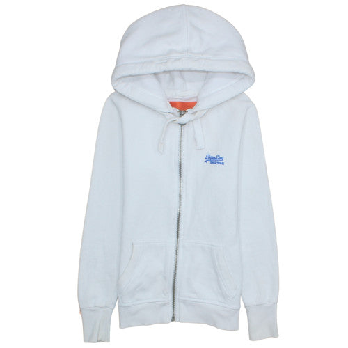 Superdry Women White Full Zip Hoodie XS Orange Label Classic
