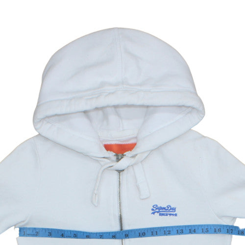 Superdry Women White Full Zip Hoodie XS Orange Label Classic