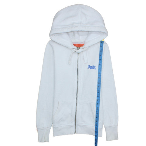 Superdry Women White Full Zip Hoodie XS Orange Label Classic