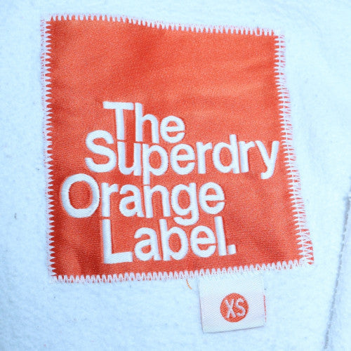Superdry Women White Full Zip Hoodie XS Orange Label Classic