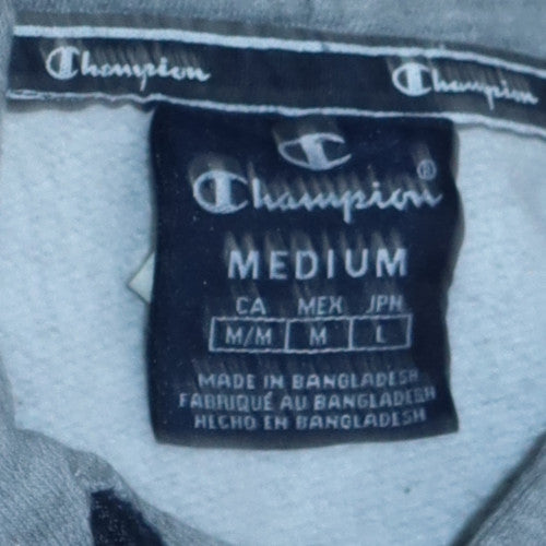 Champion Men's Grey Pullover Hoodie Medium Logo Fleece Sweatshirt