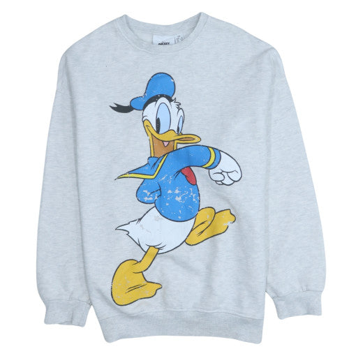 Disney Mickey & Friends Donald Duck Grey Sweatshirt 2XS Women's Casual Pullover