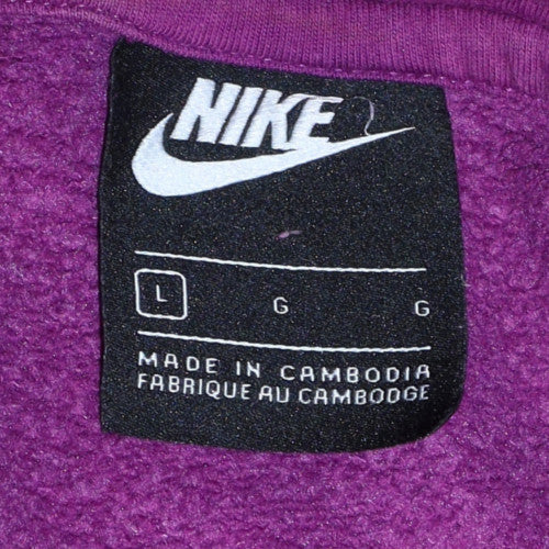 Nike Women’s Purple Pullover Hoodie L Cotton Blend Casual Sportswear