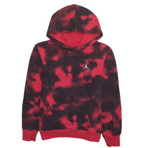 Jordan Boys Red Tie-Dye Pullover Hoodie 14-15 Years Fleece Logo Sweatshirt