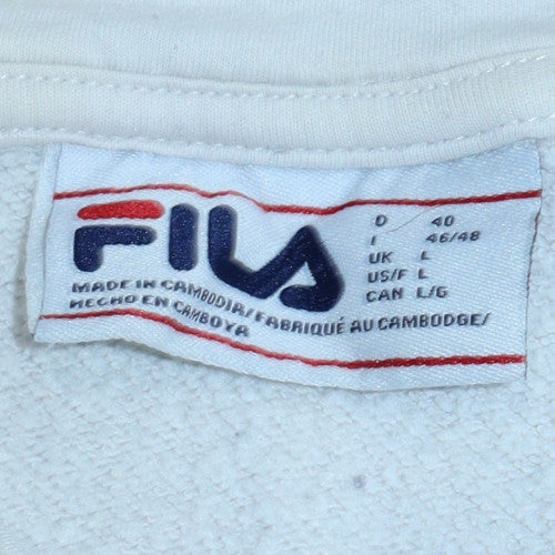Fila Women’s White Pullover Hoodie Size L Cotton Blend