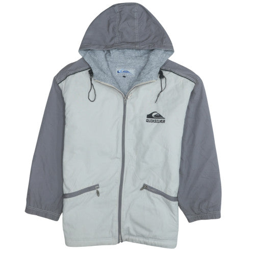 Quiksilver Men’s Grey Hooded Windbreaker Jacket Size M