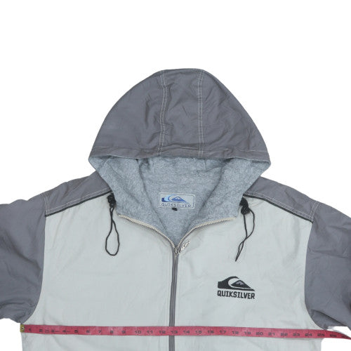 Quiksilver Men’s Grey Hooded Windbreaker Jacket Size M