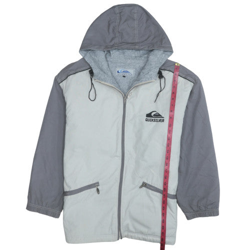 Quiksilver Men’s Grey Hooded Windbreaker Jacket Size M