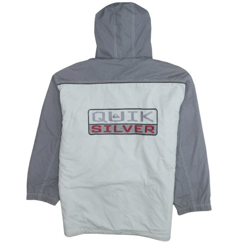 Quiksilver Men’s Grey Hooded Windbreaker Jacket Size M