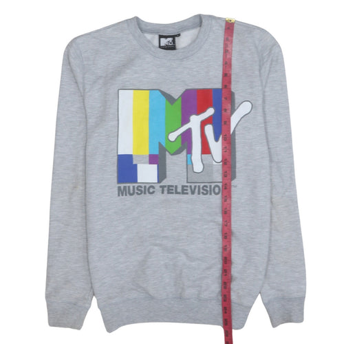 MTV Grey Cotton Blend Women's Sweatshirt Size S Graphic Print