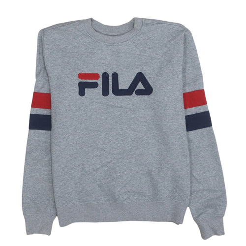 FILA Women Grey Crew Neck Logo Sweatshirt Size S
