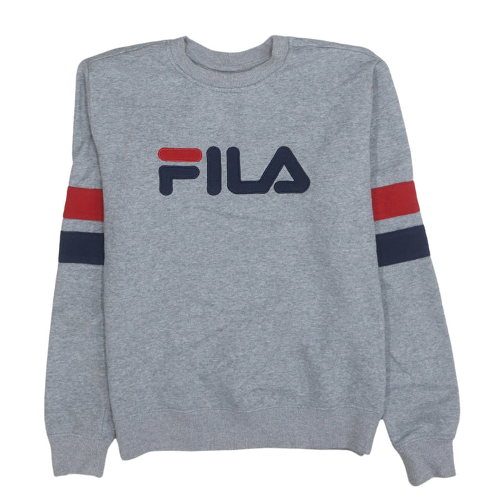 FILA Women Grey Crew Neck Logo Sweatshirt Size S