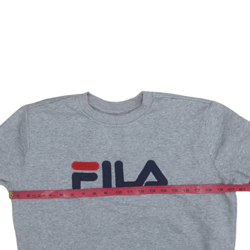FILA Women Grey Crew Neck Logo Sweatshirt Size S