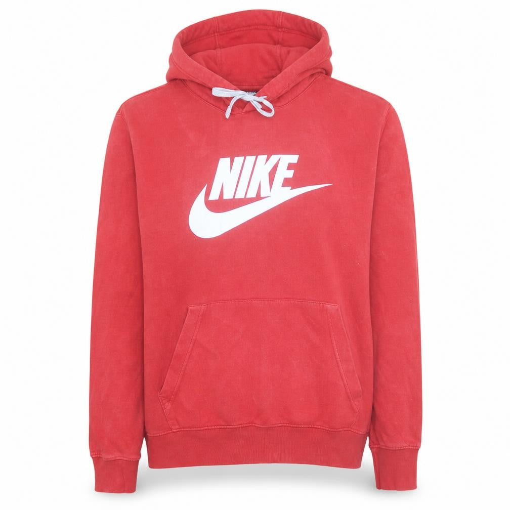 Front view of Nike Men's Red Pullover Hoodie L Graphic Logo Sportswear