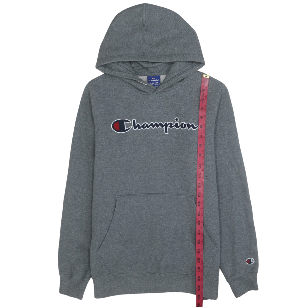 Champion Boys Grey XL 13-14 Years Pullover Hoodie Fleece Logo Sweatshirt