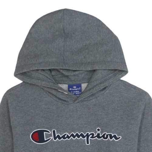 Champion Boys Grey XL 13-14 Years Pullover Hoodie Fleece Logo Sweatshirt