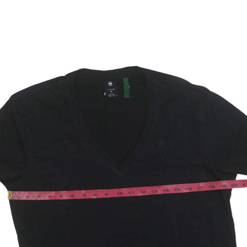 G-Star RAW Men's Black V-Neck Cotton Blend T-Shirt M