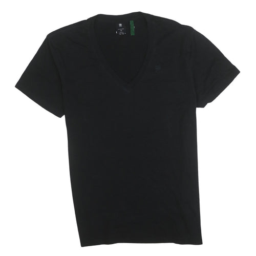 G-Star RAW Men's Black V-Neck Cotton Blend T-Shirt M