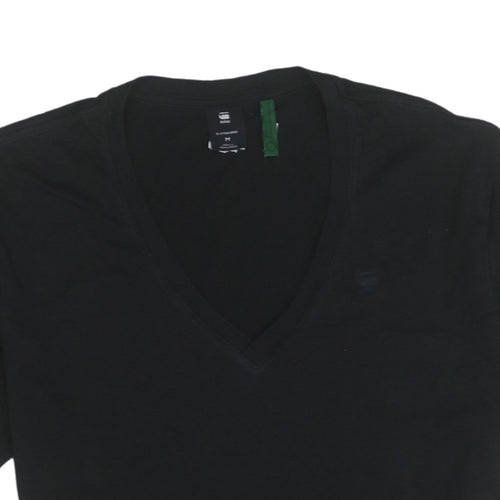 G-Star RAW Men's Black V-Neck Cotton Blend T-Shirt M