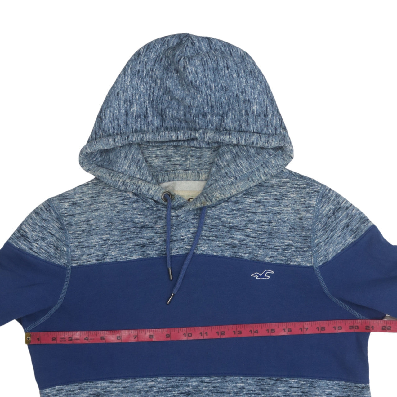 Hollister Men's Blue Medium Pullover Hoodie with Logo