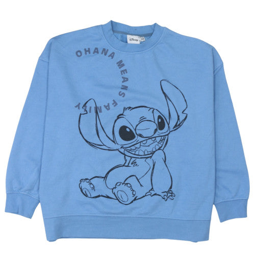Disney Women Blue Stitch Ohana Means Family Sweatshirt M