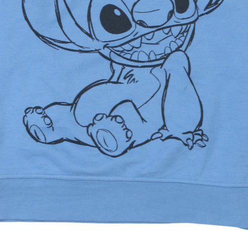 Disney Women Blue Stitch Ohana Means Family Sweatshirt M