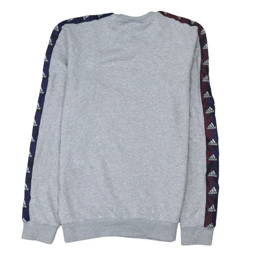 Adidas Men's Grey Crew Neck Pullover Sweatshirt Size S Logo Tape Trim