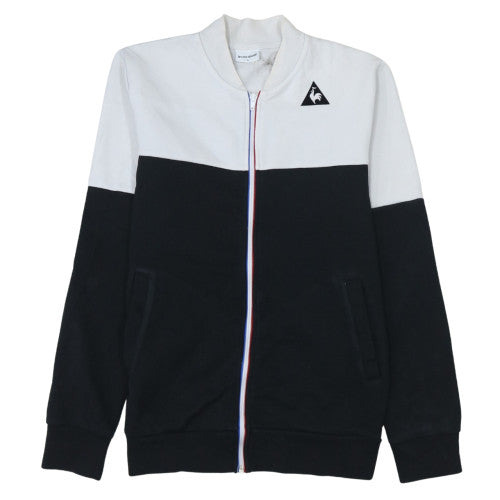 Le Coq Sportif Men's Black & White Small Track Jacket - Cotton Blend Zip-Up