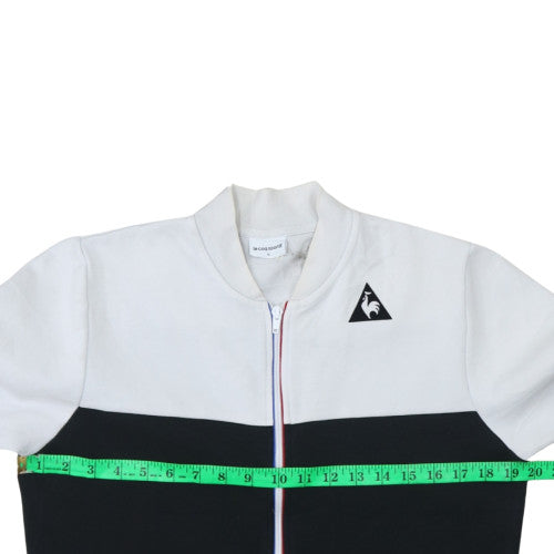 Le Coq Sportif Men's Black & White Small Track Jacket - Cotton Blend Zip-Up