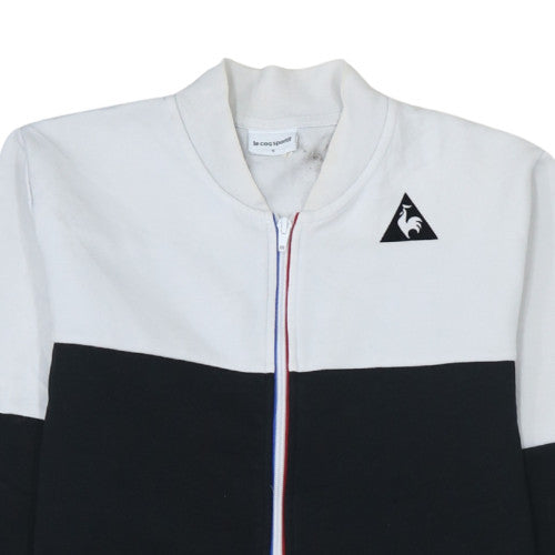 Le Coq Sportif Men's Black & White Small Track Jacket - Cotton Blend Zip-Up