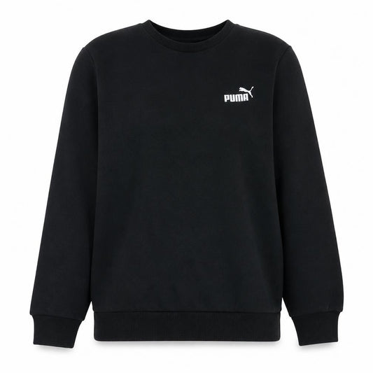 Front view of Puma women’s black crew neck pullover sweatshirt m