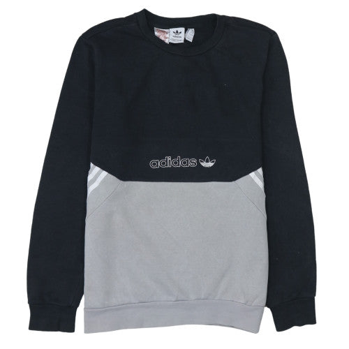 Adidas Boys Black Grey Crew Neck Pullover Sweatshirt XL 15-16 Years