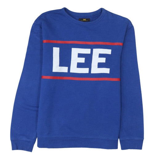 Lee Men's Blue Crew Neck Logo Pullover Sweatshirt M