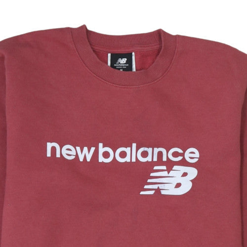 New Balance Women’s Red Crew Neck Sweatshirt Size M Logo Print Pullover