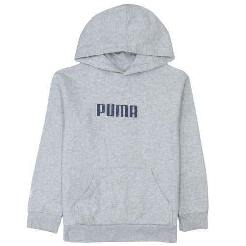 Puma Boys Grey Pullover Hoodie Size 14-16 Years Logo Fleece Sweatshirt