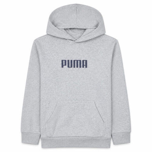 Puma Boys Grey Pullover Hoodie Size 14-16 Years Logo Fleece Sweatshirt