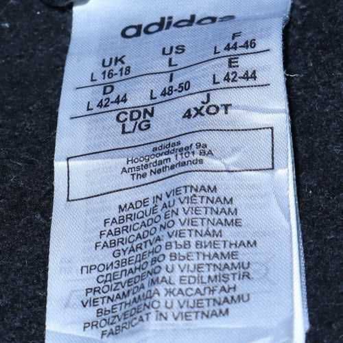 Adidas Women Black Full Zip Hoodie Size 16-18 Lined Logo Cotton Blend