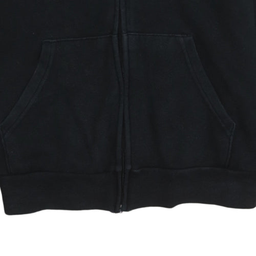 Adidas Women Black Full Zip Hoodie Size 16-18 Lined Logo Cotton Blend