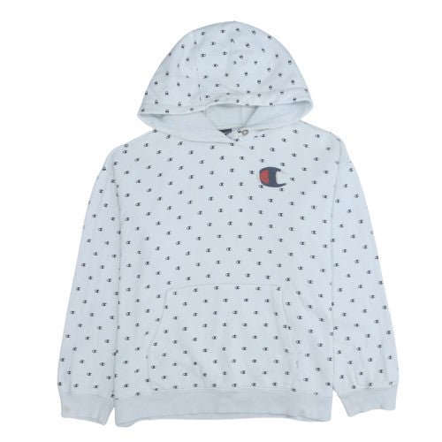 Champion Women’s White Logo Print Pullover Hoodie Size XL