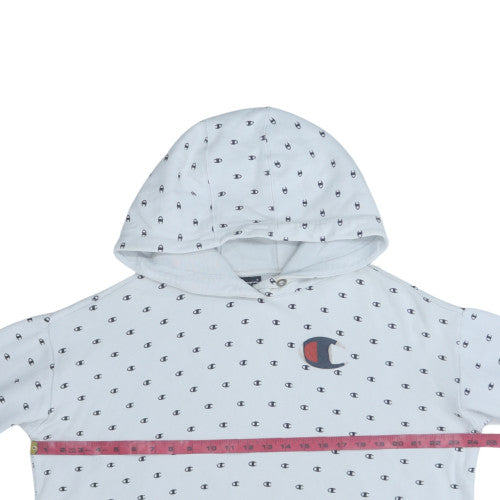 Champion Women’s White Logo Print Pullover Hoodie Size XL