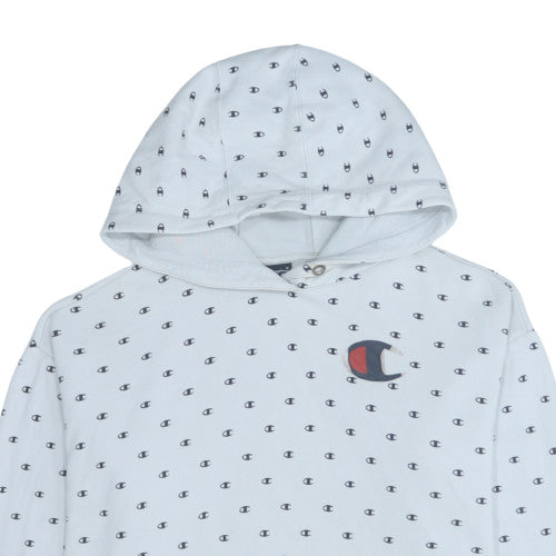 Champion Women’s White Logo Print Pullover Hoodie Size XL