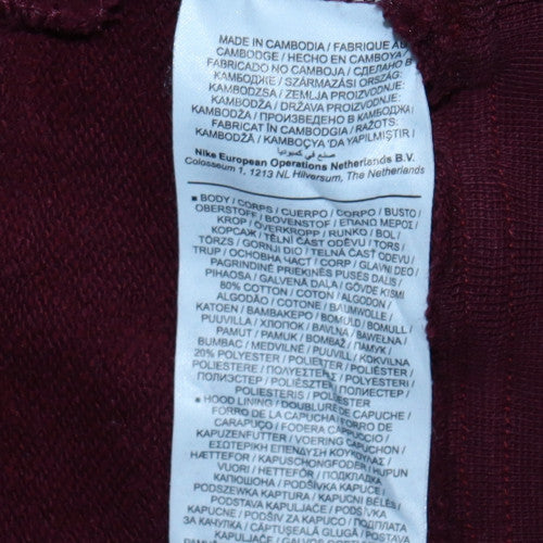 Nike Womens Burgundy Pullover Hoodie M Cotton Blend Sweatshirt