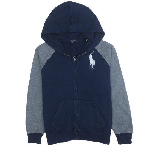 Ralph Lauren Boys Blue Full Zip Hoodie 14-16 Years Colourblock Fleece