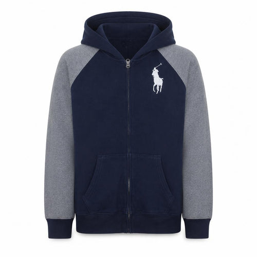 Ralph Lauren Boys Blue Full Zip Hoodie 14-16 Years Colourblock Fleece