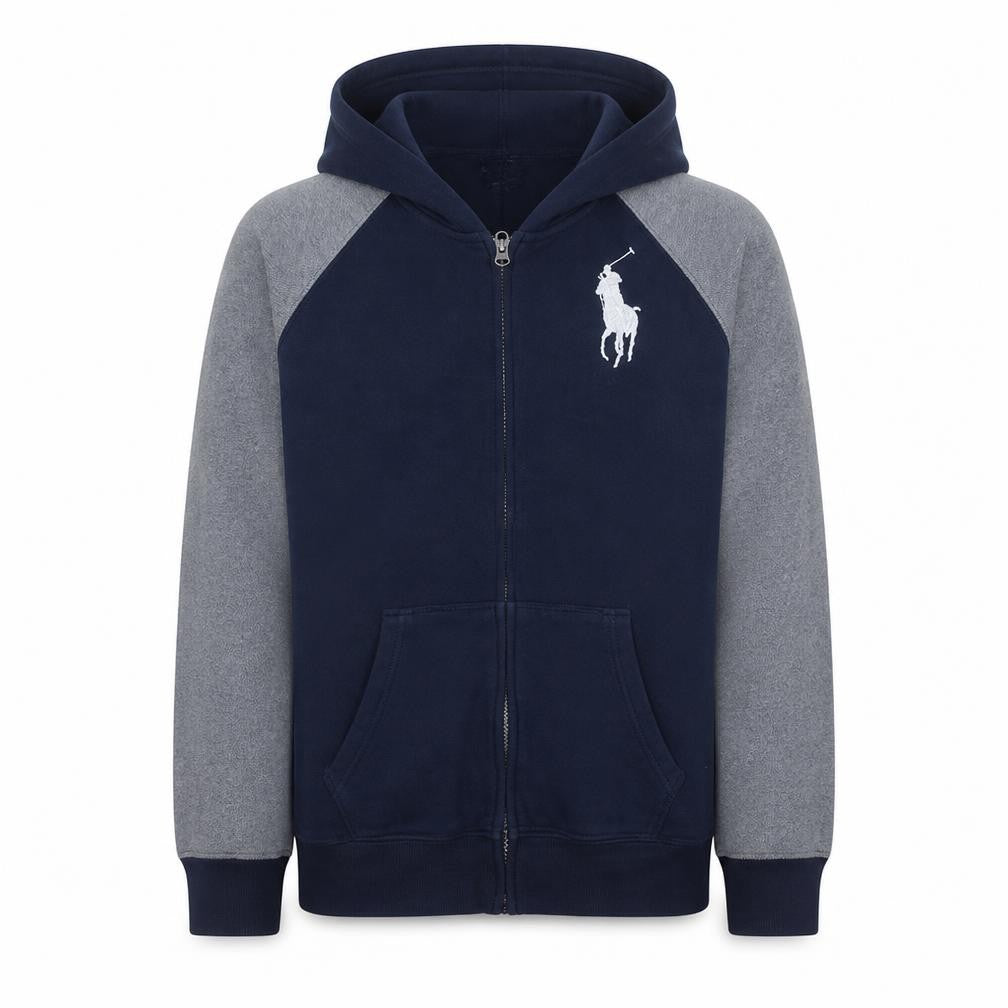 Ralph Lauren Boys Blue Full Zip Hoodie 14-16 Years Colourblock Fleece