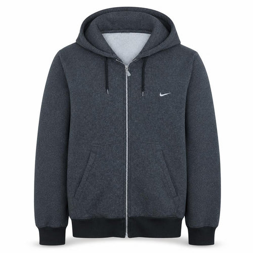 Nike Men's Grey Full Zip Hoodie Sweatshirt M Fleece Lined