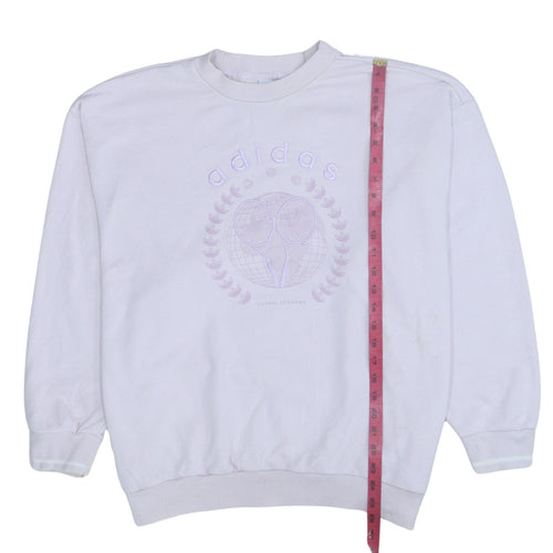 Adidas Womens White Size 8 Tennis Academy Crew Neck Sweatshirt