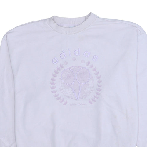 Adidas Womens White Size 8 Tennis Academy Crew Neck Sweatshirt