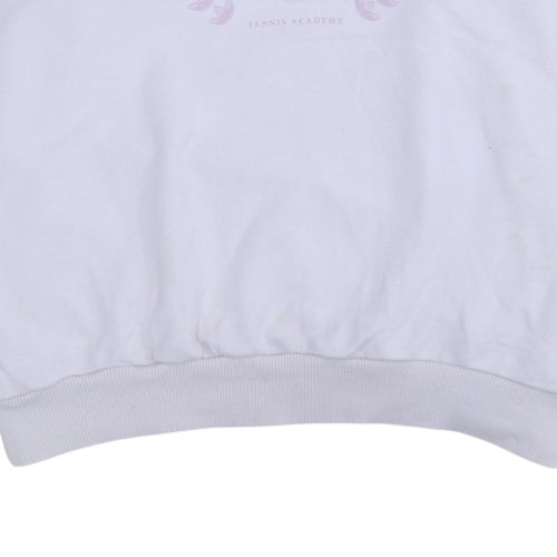 Adidas Womens White Size 8 Tennis Academy Crew Neck Sweatshirt